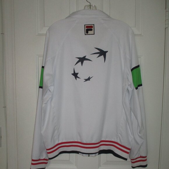 FILA Mens L/S BNP Paribas Tennis Open White Full Zip Windbreaker Jacket - Large - Picture 3 of 3